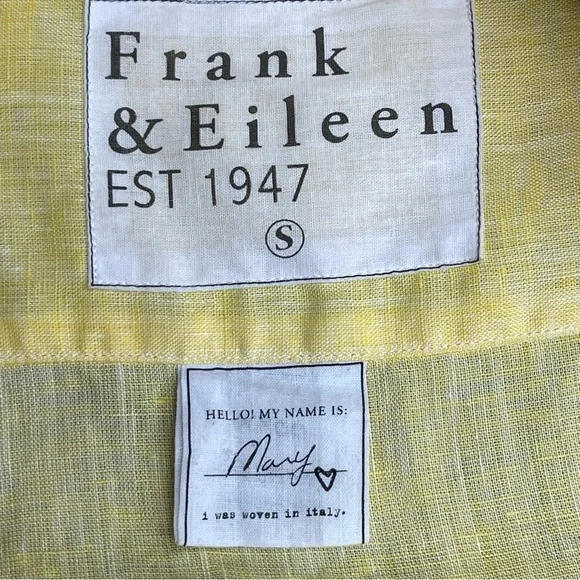 Frank & Eileen Linen Mary Shirt dress Bright Yellow Size Small Casual Resortwear - Picture 7 of 11